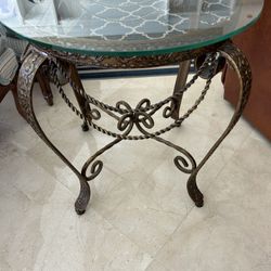 Metal & Glass Round End Table