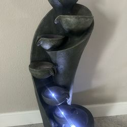 7-Tier Lighted Water Fountain - Stone Finished