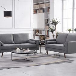 SOFA COUCH SET 2 PIECE LIGHT GRAY SOFA LOVESEAT SET - SILLONES