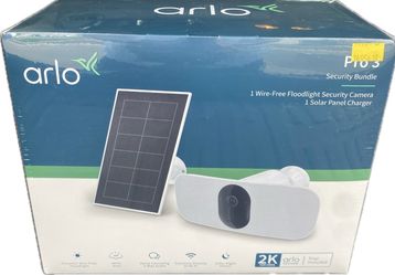 Arlo Pro 3 Floodlight Camera with Solar Panel Bundle | Wireless, White