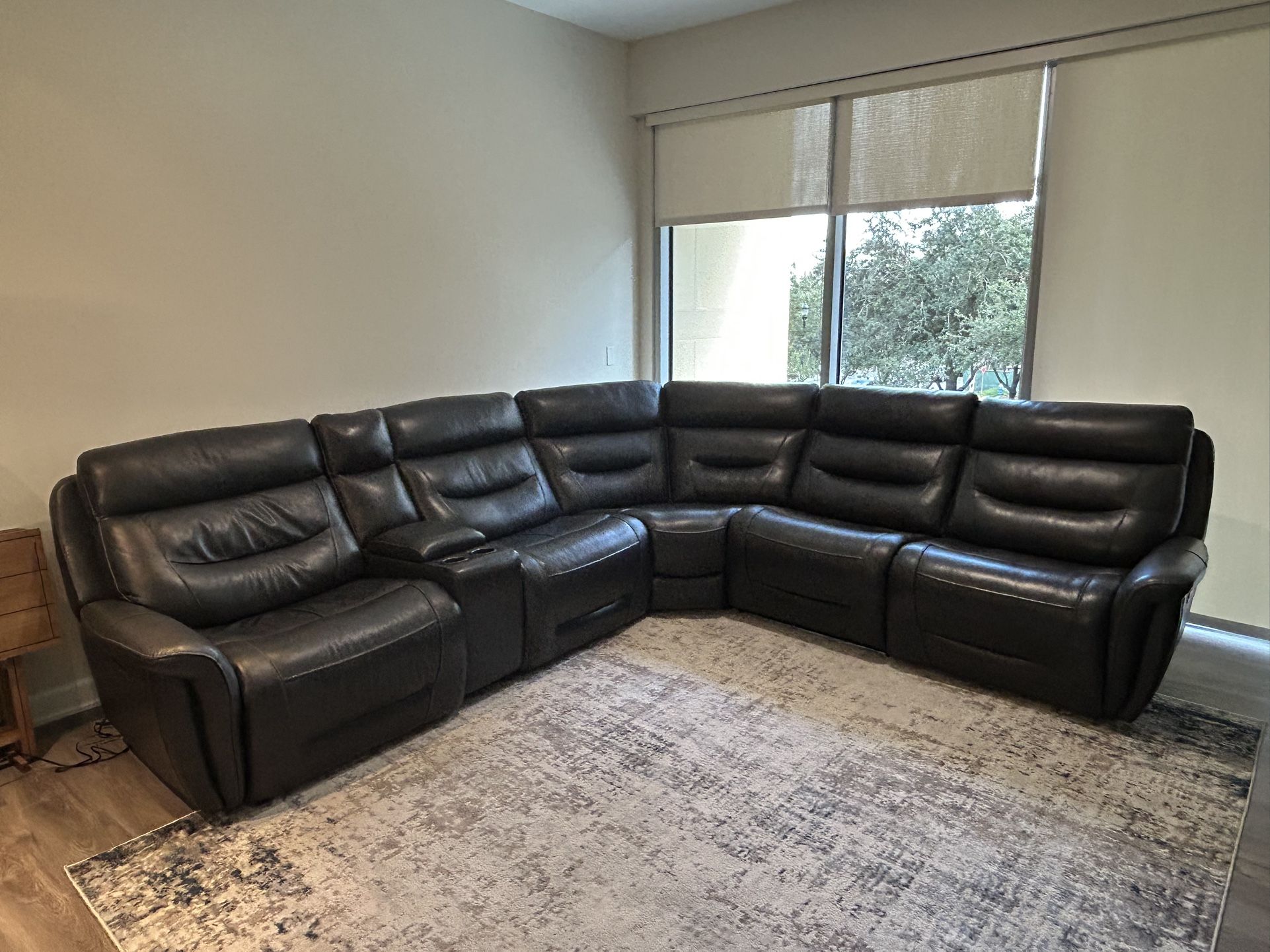 Black Leather Sectional L Couch