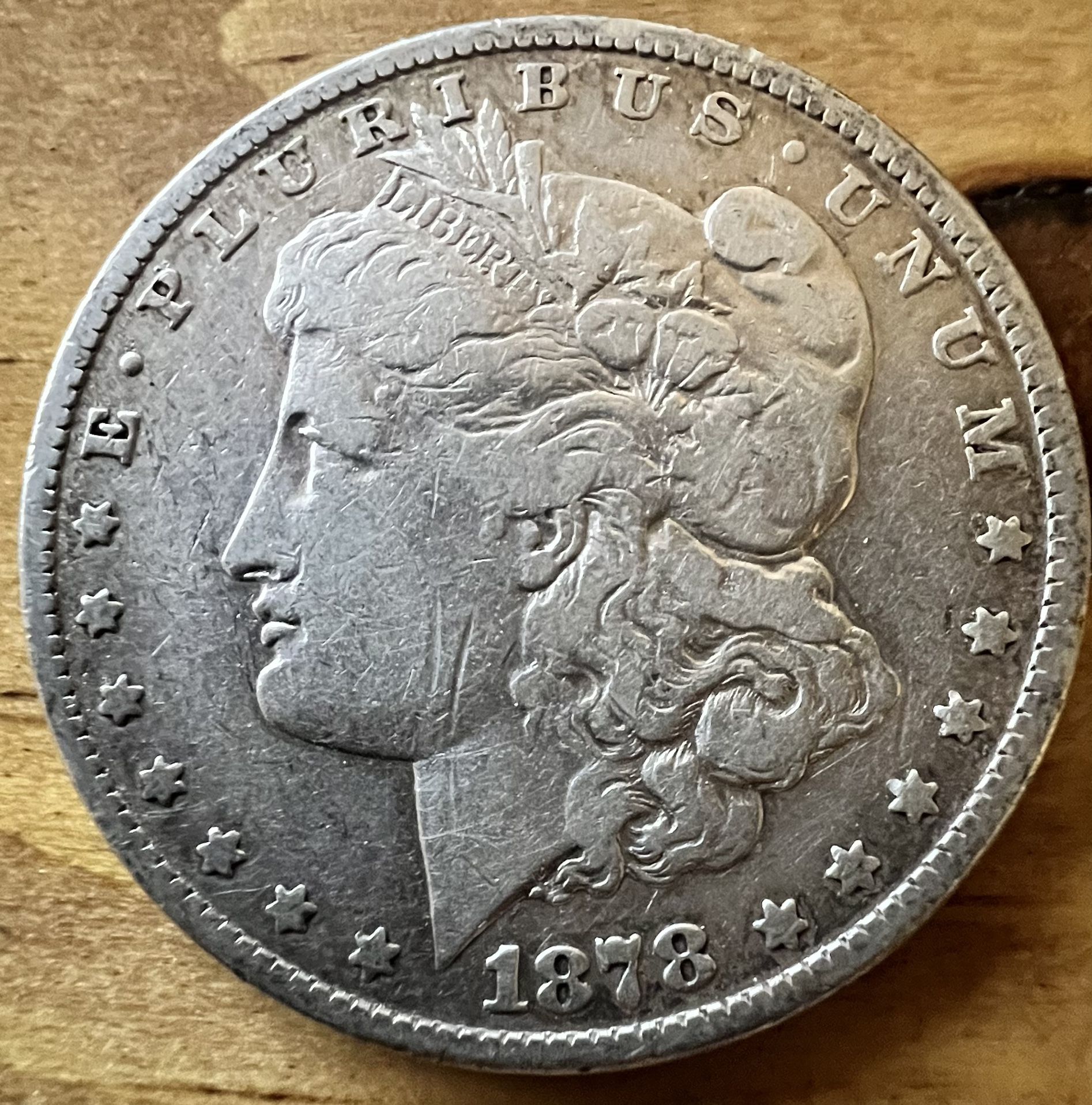 1878 S Morgan Silver Dollar • San Francisco Mint • 90% Fine Silver, 26.26 Grams • Genuine Ungraded Raw Coin • First Year of Mintage