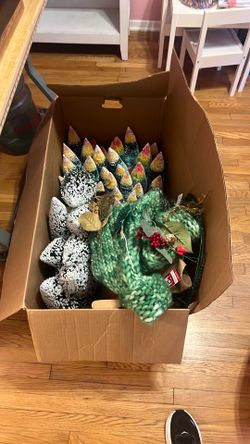 Box of Christmas decor