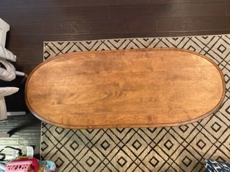 Oval farmhouse style coffee table with drawer