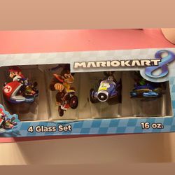 MARIO KART SET OF 4 GLASS CUP SET