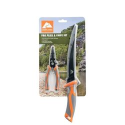 Ozark Trail Carbon Steel Plier and Fillet Straight Edge Knife Combo Pack, 6", Orange