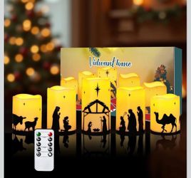 🆕 in 📦 Christmas Decorations In/Outdoor,Nativity Scene Candle Set with Battery Operated LED Flameless Candles,Holiday Decor for Home,Christmas Gifts