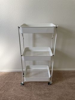 Foldable White 3-Tier Cart/Shelf