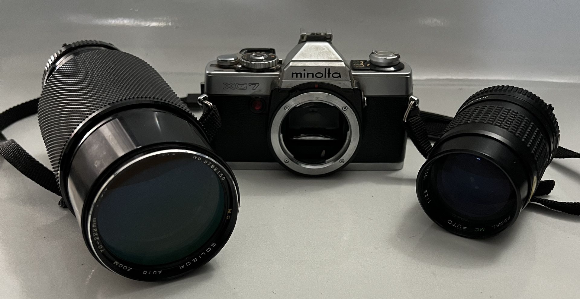 Minolta XG-7 35mm SLR Film Camera W/ 2 Lens UNTESTED
