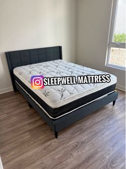 New Queen bed frame with mattress