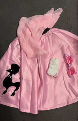 Kids Girls Poodle Skirt Hop Sock 50s 1950s Retro 8-10 Costume