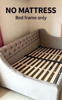 Twin size bed  • Sofa bed / daybed style  • Mattress  not included  • Clean and ready to use  • Good for kids, guests, or small bedrooms