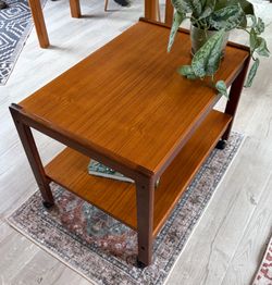 Danish teak mid century modern bar cart trolley