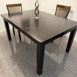 Solid Wood Dining Table And Two Chairs