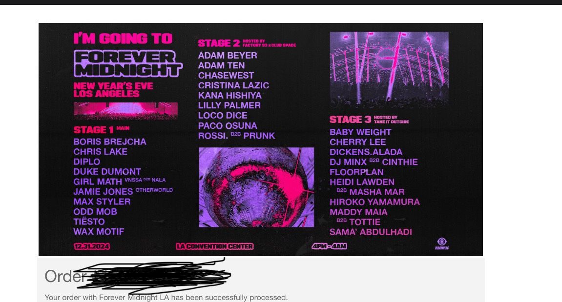 Selling Forever Midnight Ticket
