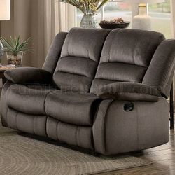 Brand New 62" Brown Microfiber Manual Reclining Loveseat