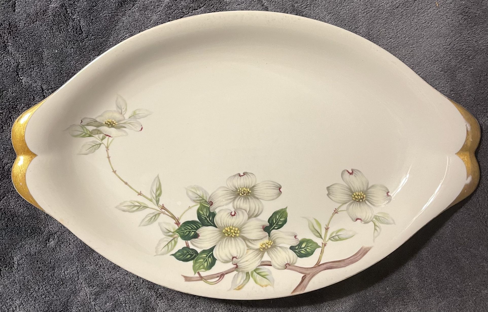 Vintage Meito Norleans China Livonia Dogwood Blossoms Oval Serving Platter Made in Occupied Japan. 