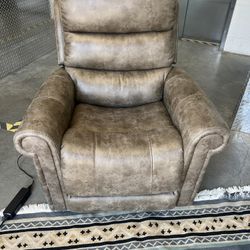 Beige leather lift Power recliner chair