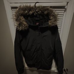 Men’s Swiss Tech Winter Bomber Jacket Fur Lined Hood