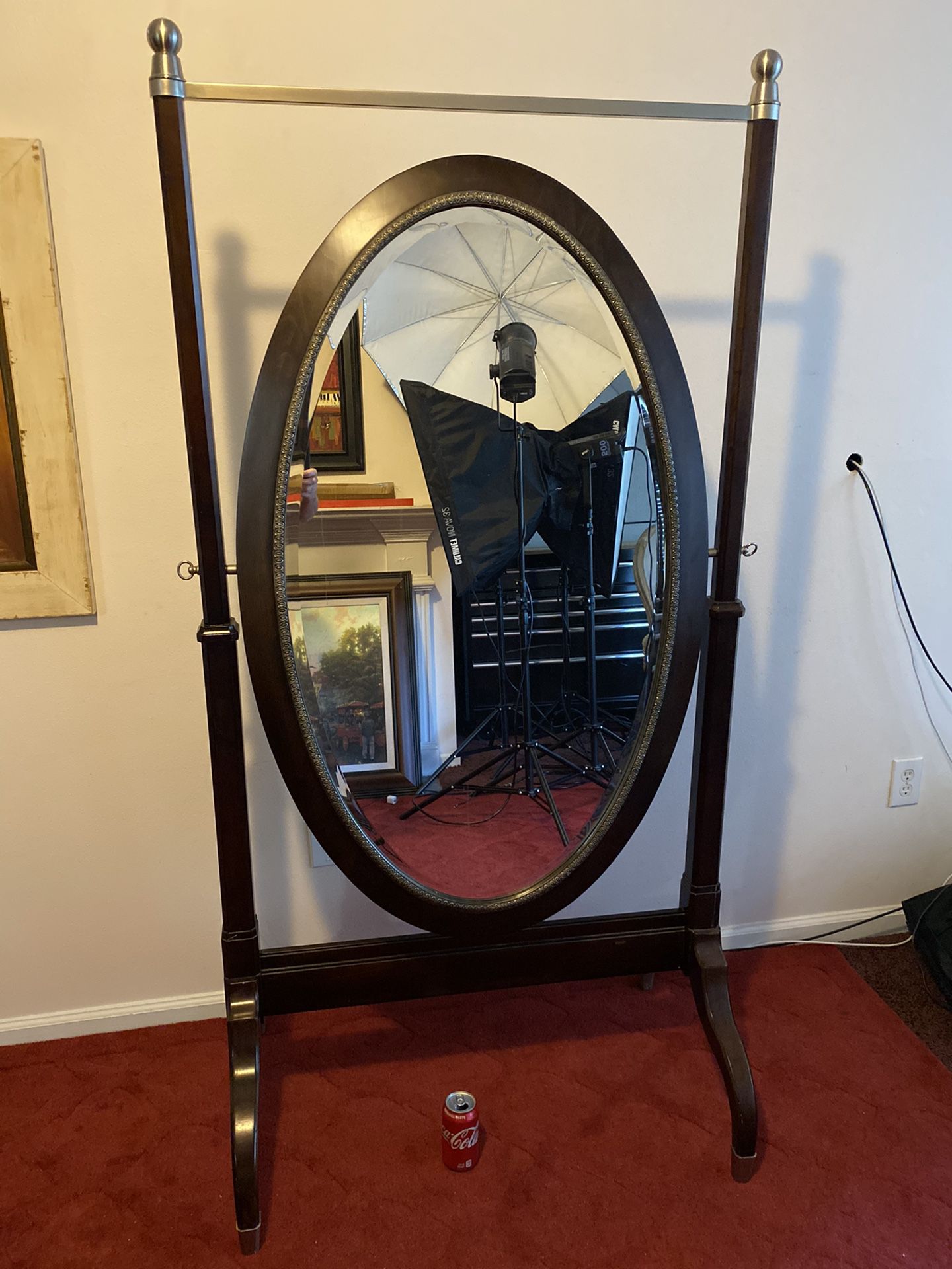 Standing 6 foot tall oval mirror (mirror 4 foot)