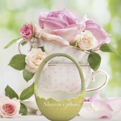 Easter Egg  Ceramic Basket Decor