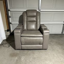 Dual Power Leather Recliner 