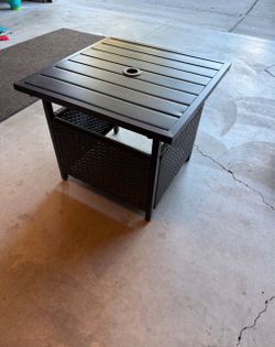 Outdoor Patio Side Table with Umbrella Hole