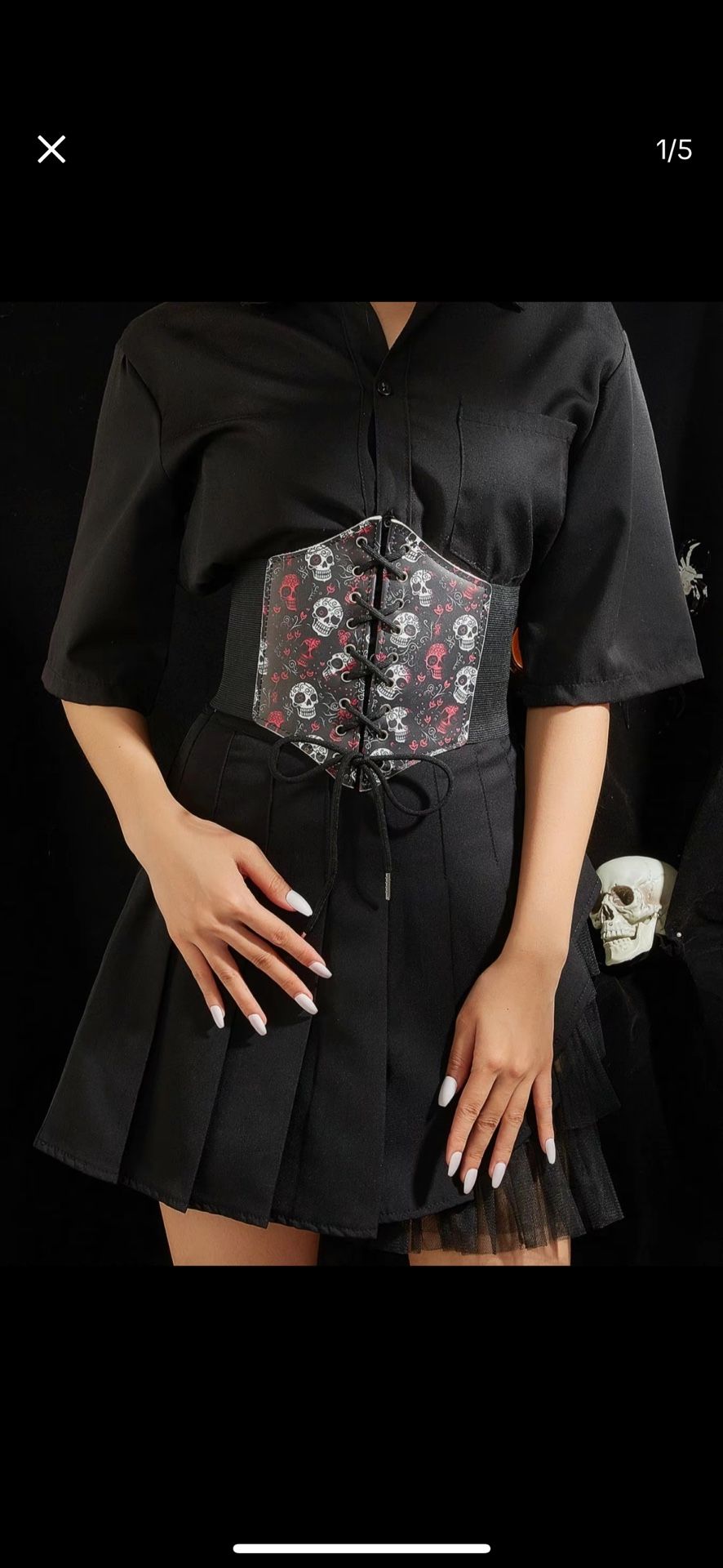 Goth Punk Gothic Emo Alternative Skull Corset Belt Sugar Skulls