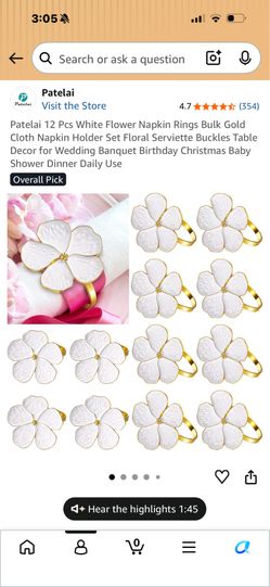 White flower napkin rings