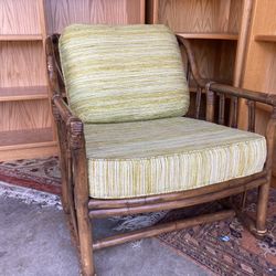 Ficks Reed Vintage 1960s Bamboo Rattan Lounge Arm Chair Mid Century Modern