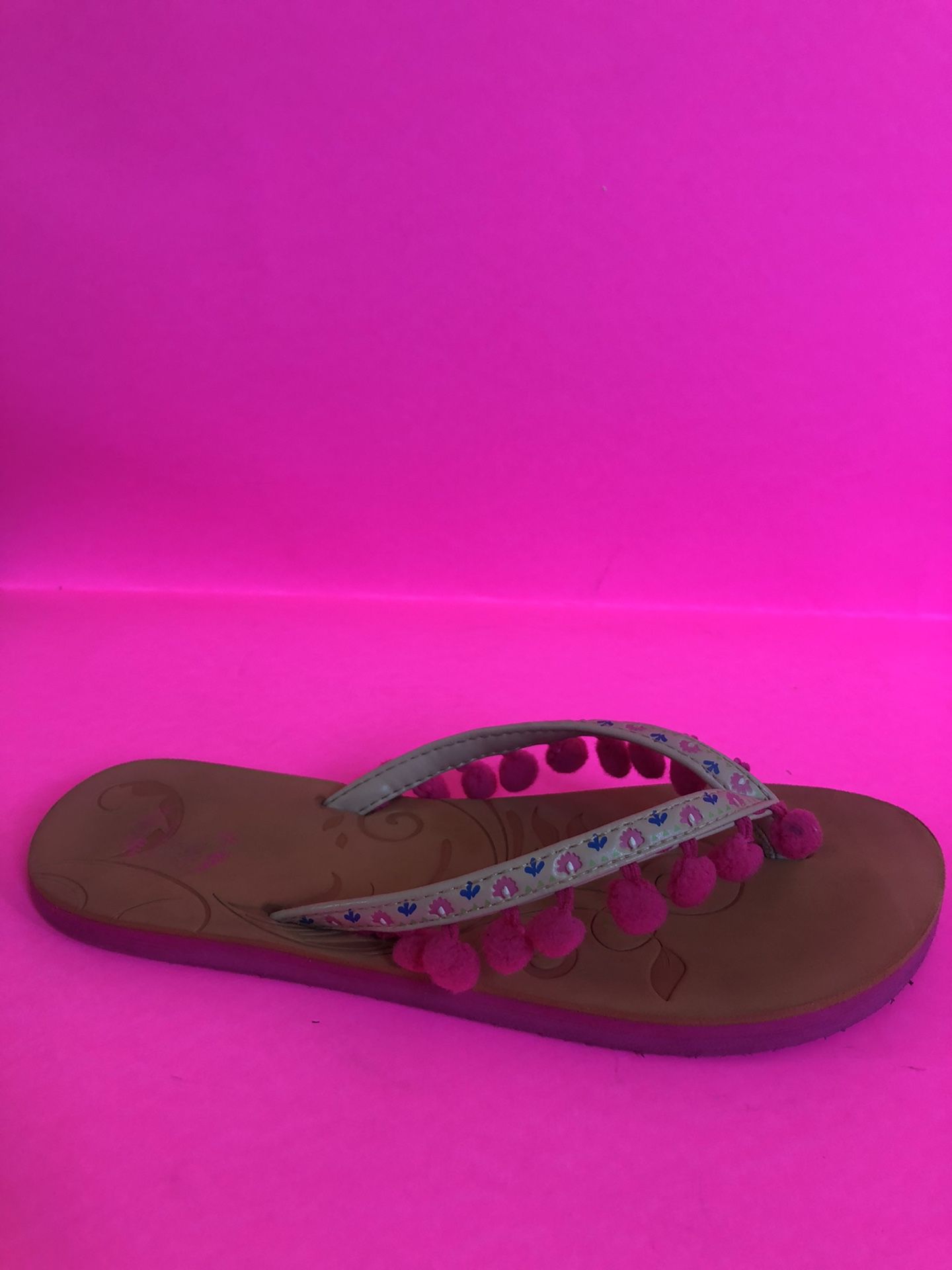 Sandals / Flip flops - with hot pink/blue detail -size 5