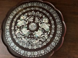 XL 41.5” Vintage Korean Mother Of Pearl Low Folding Table