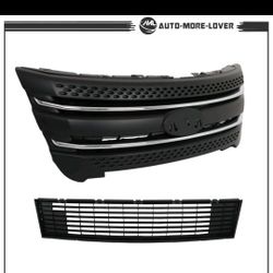 Front Bumper Grille Assembly Matte Black For Ford Explorer 2011-2015