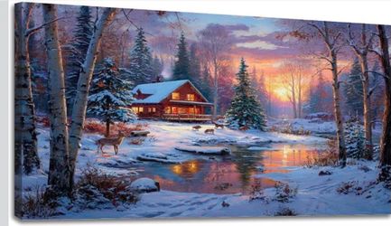 Winter Snow Canvas Wall Art, Christmas Wall Decor