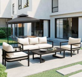 SELL AS IS Assembled New 4-Piece Outdoor Steel Sofa Set Patio Furniture Conversation Set