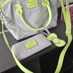 Neon Green Hello Kitty Loungfly With Matching Wallet