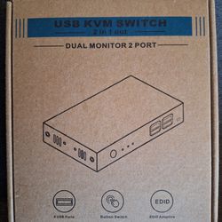 Dual Monitor KVM Switch - 2 Computers - Brand New 