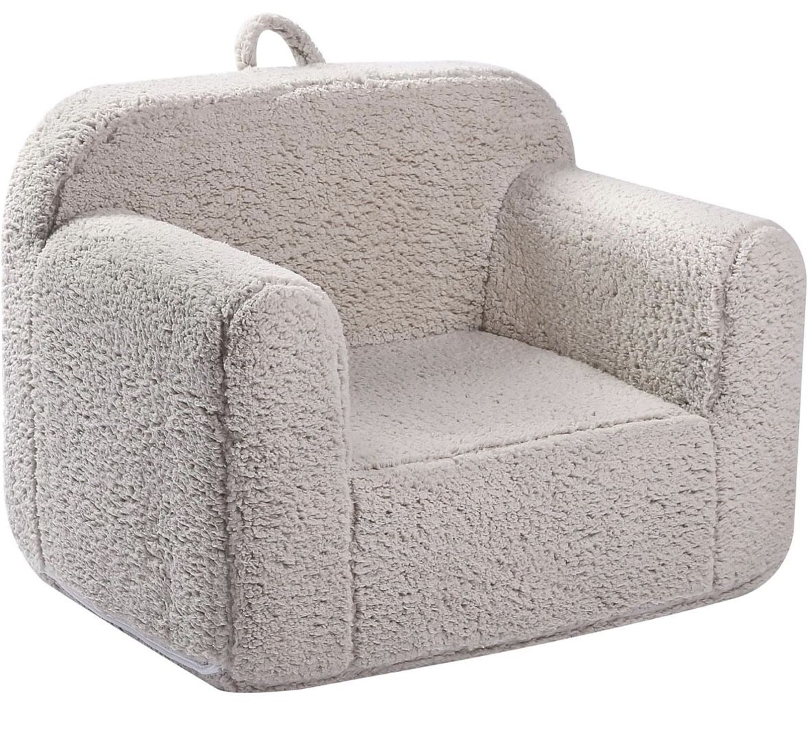 Kids Snuggly-Soft Sherpa Chair, Cuddly Toddler Foam Chair for Boys and Girls, Light Grey