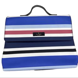 Kate Spade Multicolor Striped Trifold Cosmetic Makeup Bag Clutch Blue Why PNG
