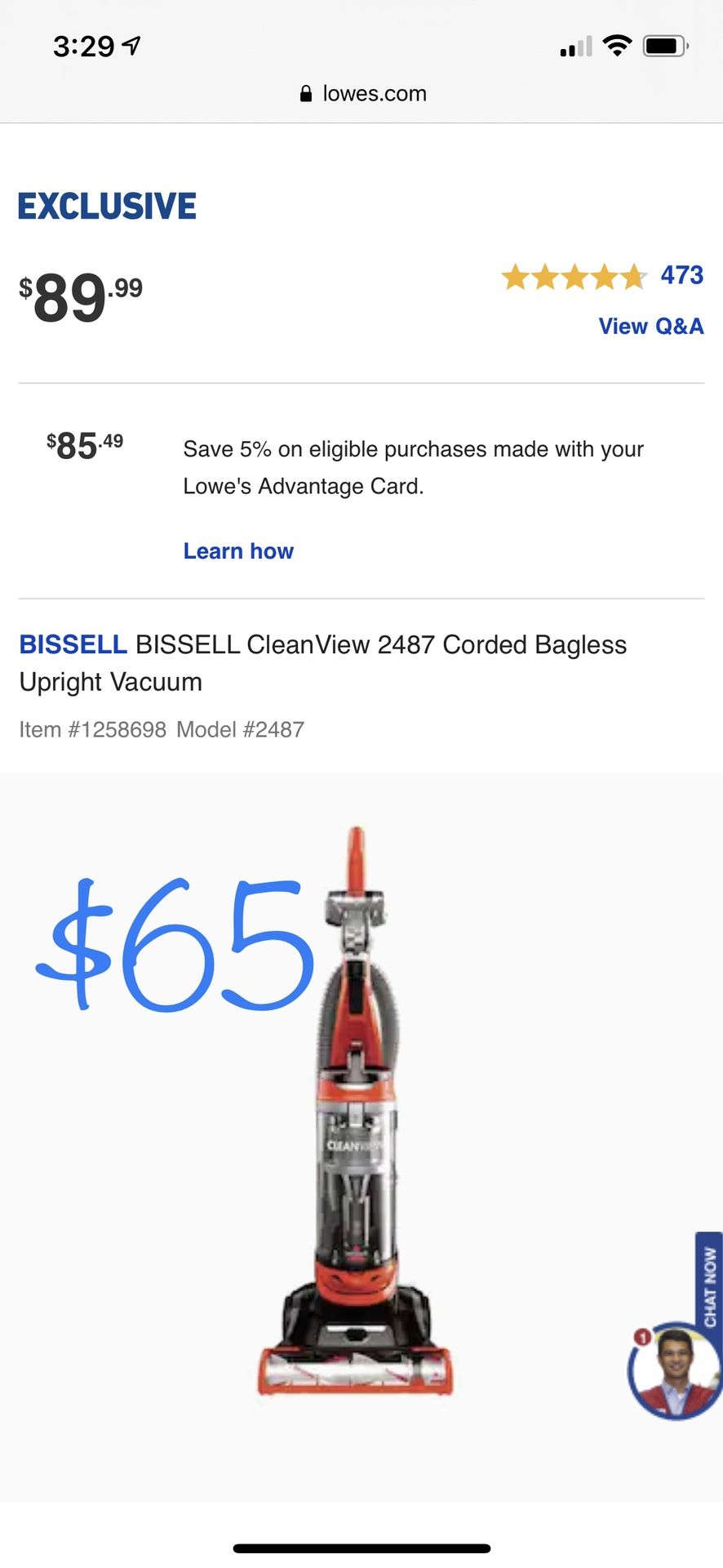 Bissell Cleanview Corded Bagless Upright Vacuum