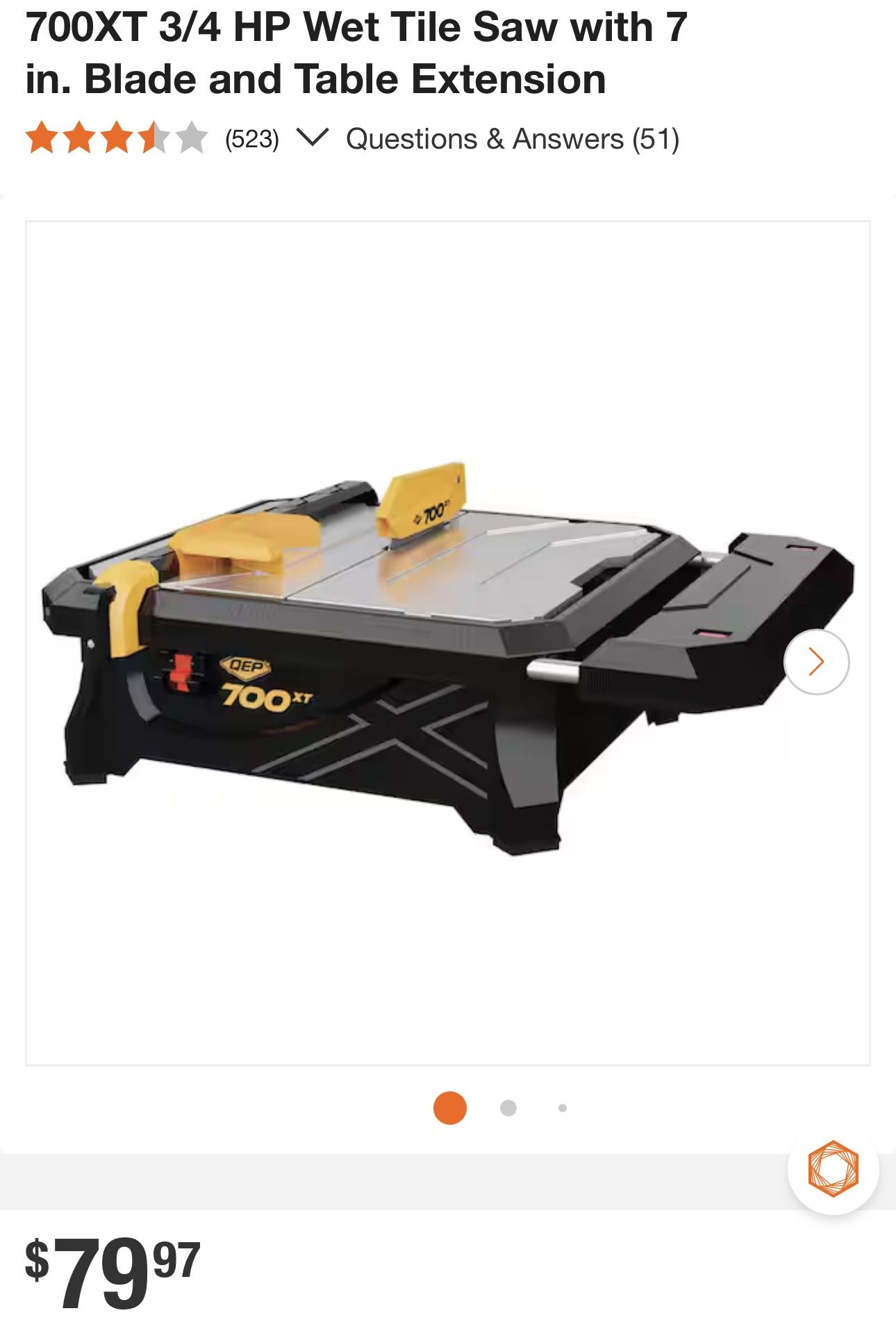 7” Tile Wet Saw With Extension Table