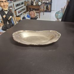 Vintage Fine Silver-plate Serving Tray With Ornate Decorative Edges, Item# 1641 Made By Amston 12.5" X 7"
