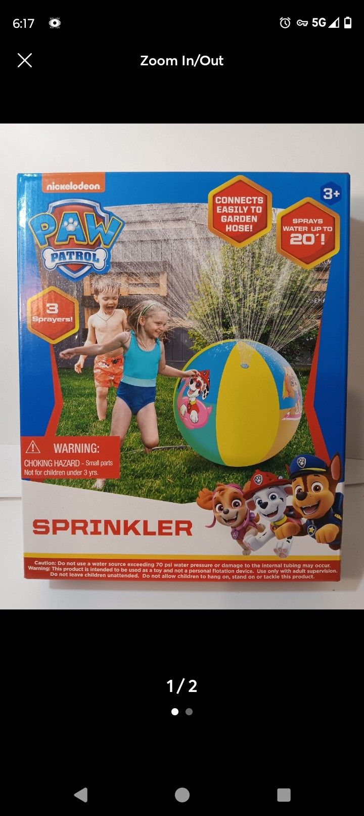New Paw Patrol Sprinkler Ball.