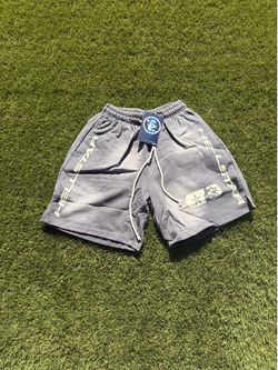 Hellstar Black Cotton Sweat Shorts White Flame Graphic Drawstring Pockets Men M