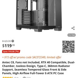 Antec C8 Full Tower PC Case(open box never used)