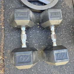 York 40lb Rubber Hex Dumbbells 