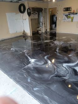 Epoxy flooring metallic and flakes