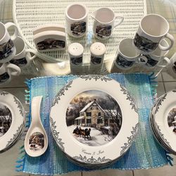 Vintage Currier & Ives  31 Pc China Collection