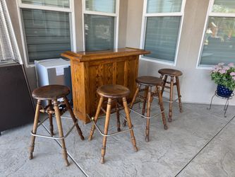 Bar top and chairs, Hard oak wood