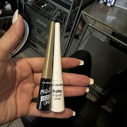 Metallic and Matte Liquid Liners by L.A. Colors. White and gold